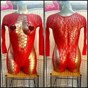 Plus Size/ One Size Cheetah Print Red Romper